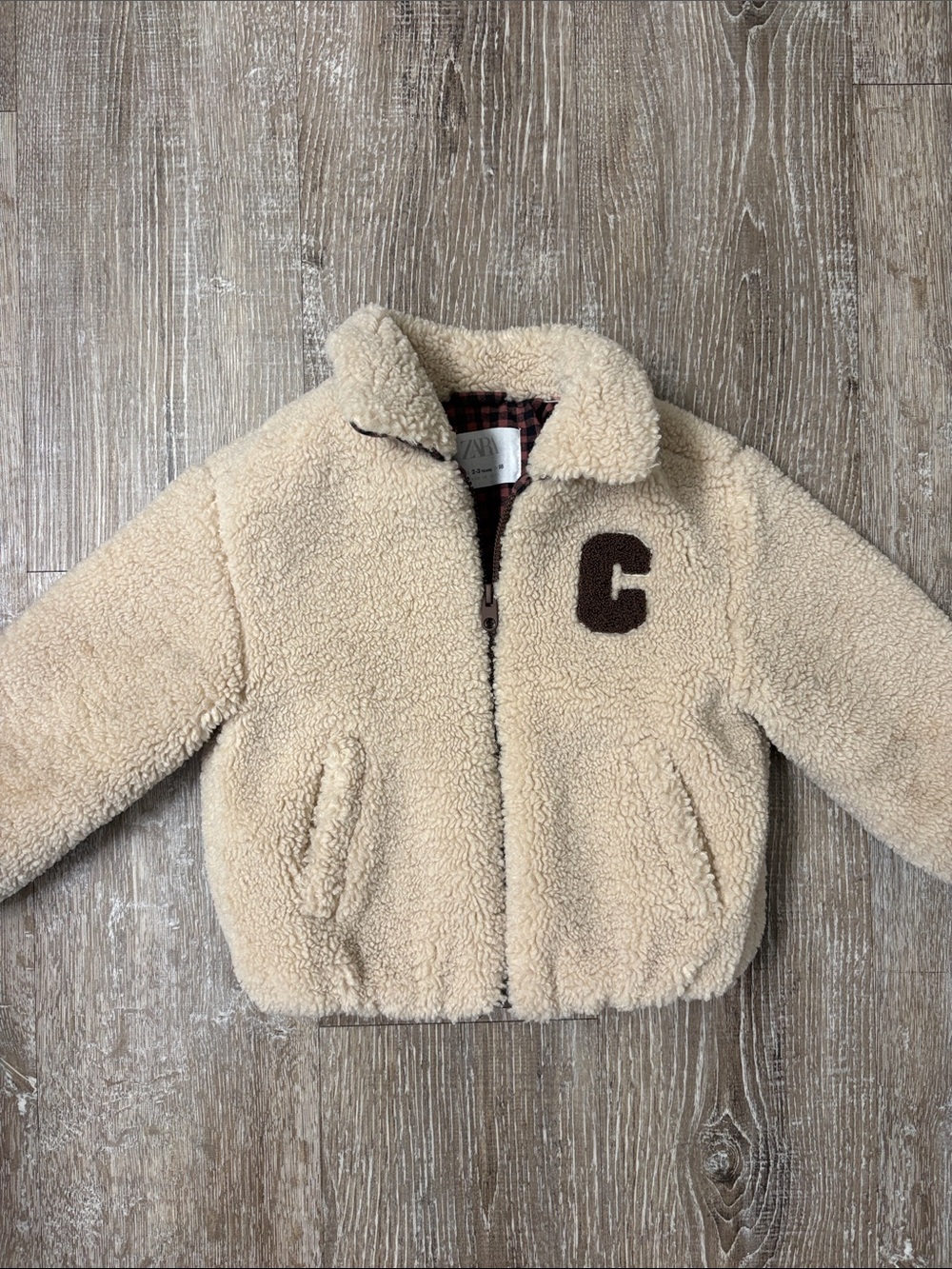Zara Cream Sherpa Varsity Coach